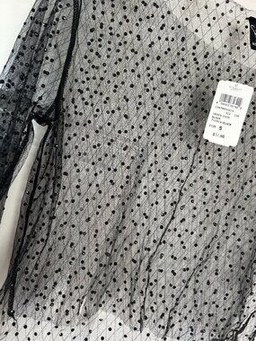 nwt WINDSOR rhinestone beaded mesh long sleeve top s